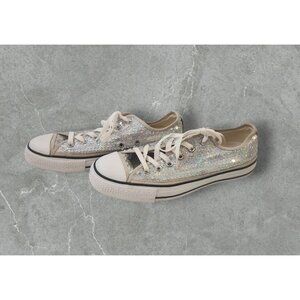 Converse Chuck Taylor All Star Silver Sequin Sneakers Women 9 Men 7